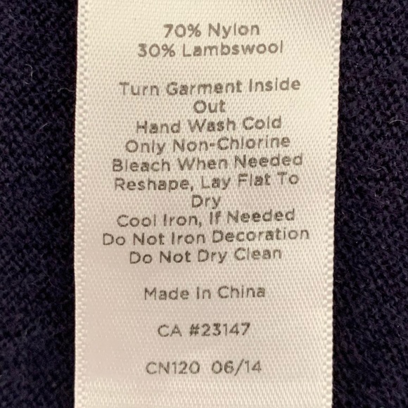 Talbots Navy Lambswool Blend Embellished Cardigan - Picture 7 of 8